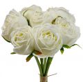 Floristik24 Bílé růže hedvábné květiny umělé růže ve svazku V28cm 7ks