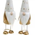 Floristik24 Figurka dekorace Gnome Vánoce bílá, zlatá 6,5cm H28cm 2ks