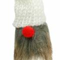 Floristik24 Gnome k přilepení s pletenou čepicí červená, bílá, šedá 11–13cm L34–35,5cm 12ks