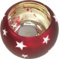 Floristik24 Skleněná lucerna sklenice na čajovou svíčku s hvězdami červená Ø12cm V9cm
