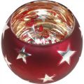 Floristik24 Skleněná lucerna sklenice na čajovou svíčku s hvězdami červená Ø9cm V7cm