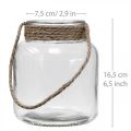 Floristik24 Skleněná lucerna, stojánek na čajovou svíčku k zavěšení V16,5cm Ø14,5cm