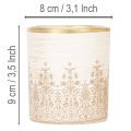 Skleněný svícen na čajové svíčky s květinovým vzorem, Ø8cm V9cm, 2 kusy | Floristik24.cz