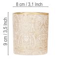 Skleněný svícen na čajové svíčky s paisley vzorem, Ø8cm, V9cm, 2 kusy | Floristik24.cz