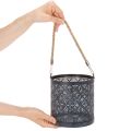 Kovový svícen na čajové svíčky, dekorativní lucerna s rukojetí, antracitová, Ø16cm, 2 kusy | Floristik24.cz