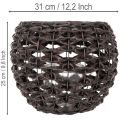 Pletený svícen na čajové svíčky, černý a hnědý, letní dekorace, Ø31cm V25cm | Floristik24.cz