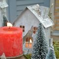 Floristik24 Lampionový domeček kovový, shabby chic, vánoční dekorace, bílá praná, starožitný vzhled V14,5cm