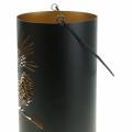 Floristik24 Deco lucerna kulatá s rukojetí lesní kov černá, zlatá Ø16cm V26cm