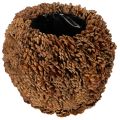 Floristik24 Dekorativní květináč s borovými šiškami, přírodní vzhled, 27 cm. Kulatý květináč z borových šišek, přírodní hnědý, vyrobený z borových šišek, 27 cm x 22 cm.