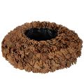 Floristik24 Kulatý květináč z borových šišek jako květináč, 38 cm; kulatý květináč z borových šišek, přírodní hnědý, vyrobený z borových šišek, 38 cm x 14 cm
