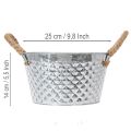 Kulatá zinková miska s lanovými úchyty Ø25cm V14cm | Floristik24.cz