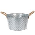 Floristik24 Kulatá zinková miska s lanovými úchyty Ø28cm V16cm