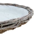 Floristik24 Zinkový talíř s větvemi šedý praný Ø33,5cm