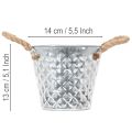 Zinkový hrnec s lanovými úchyty Ø14,5 cm V13 cm | Floristik24.cz