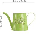Dekorativní kovová konev na zalévání, motiv pampelišky, zelená, výška 12 cm, 2 kusy, dekorativní váza, shabby chic | Floristik24.cz