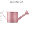 Dekorativní konev na zalévání, růžový kovový květináč, Ø13,5 cm V12,5 cm | Floristik24.cz