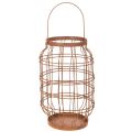 Floristik24 Zahradní lucerna, kovová, rezavá povrchová úprava, rukojeť, vintage, Ø19,5 cm