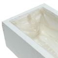 Floristik24 Dřevěná krabička s folií bílá 50cm x 9cm x 6cm