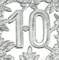 Floristik24 Výročí číslo 10 stříbrná Ø8cm 10ks