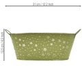 Oválná kovová miska s hvězdami a uchy, zelená, 31×16 cm, V 12,5 cm | Floristik24.cz