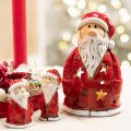 Dekorativní figurka Santa Clause jako svíčka na čajové svíčky s hvězdami, dekorace na stůl, 15 cm | Floristik24.cz