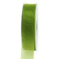 Floristik24 Organzová stuha zelená dárková stuha tkaný okraj olivově zelená 25mm 50m