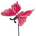 Floristik24 Motýl na tyči 8cm růžový