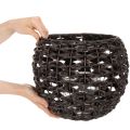 Pletený svícen na čajové svíčky, černý a hnědý, letní dekorace, Ø31cm V25cm | Floristik24.cz