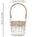 Závěsná lucerna, kov, sklo, vrba, Ø13cm V12cm, 2 kusy | Floristik24.cz
